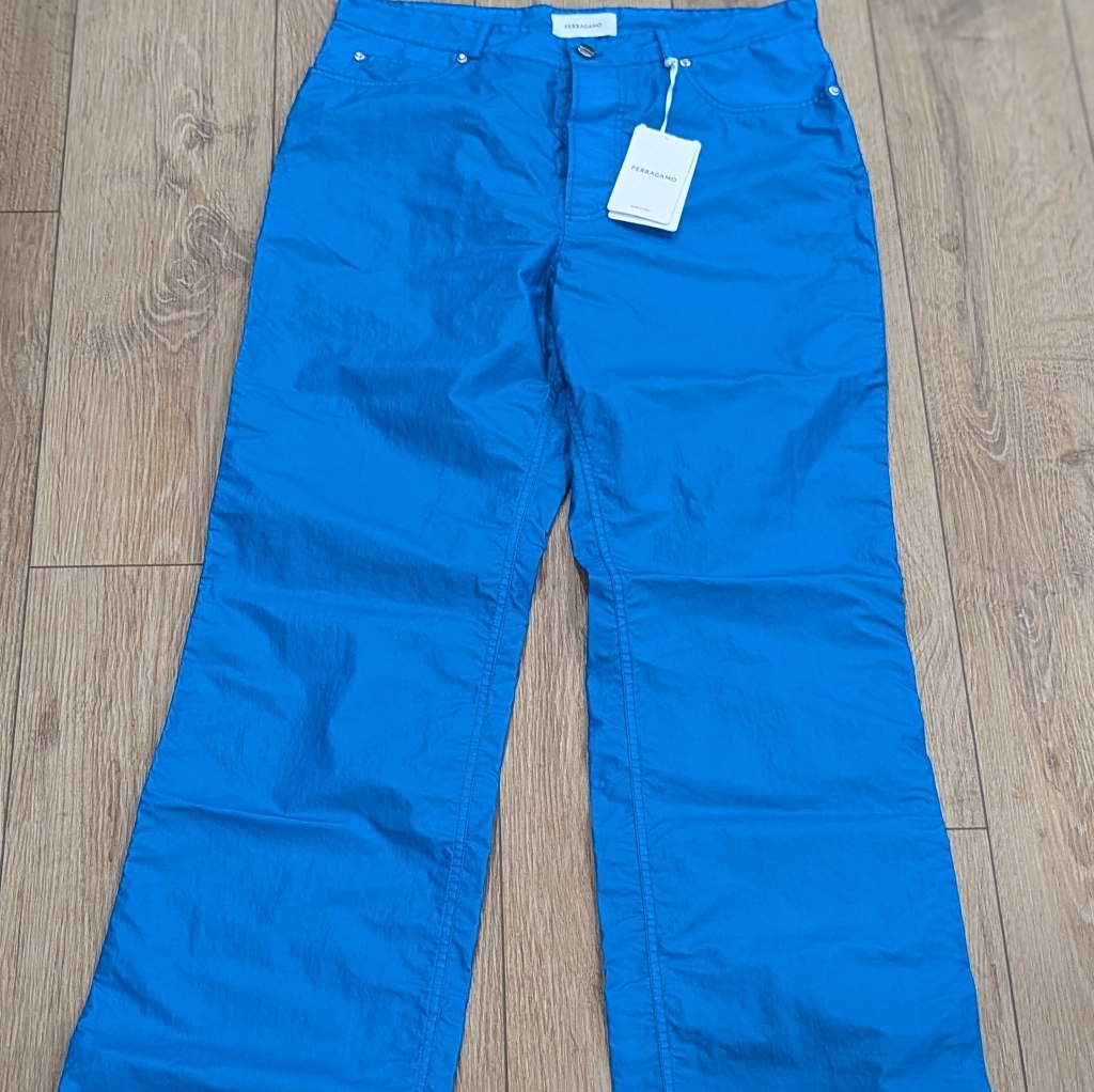 1395 Mens Salvatore Ferragamo Garment Dyed Pants Cerulian Blue